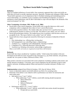 Tip Sheet: Social Skills Training