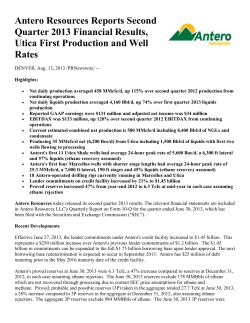 Antero Resources Reports Second Quarter 2013 Financial Results