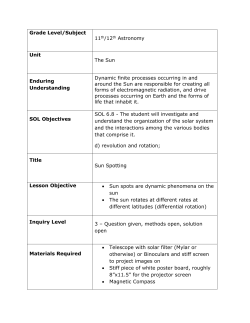 Grade Level/Subject 11th/12th Astronomy Unit The Sun Enduring