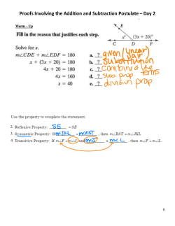 Proofs Involving the Addition and Subtraction Postulate &ndash; Day 2 ​