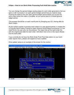 Eclipse &ndash; How to run Work Order Processing Push Hold Date routine