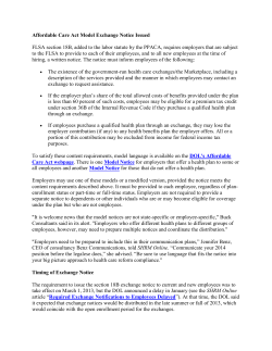 Affordable Care Act Model Exchange Notice Issued FLSA section