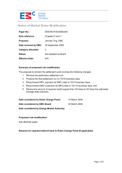 Notice of Market Rules Modification