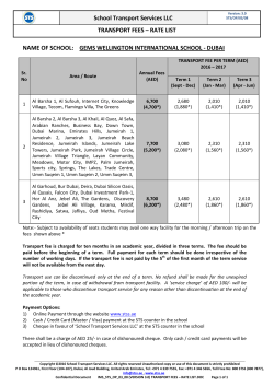 School Transport Services LLC TRANSPORT FEES &ndash; RATE LIST