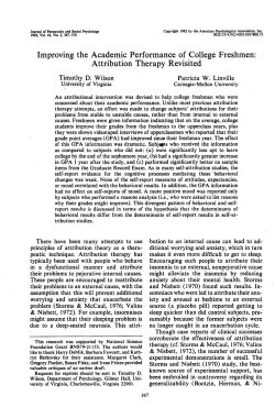 Improving the Academic Performance of College Freshmen