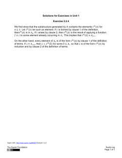 Solutions for Exercises in Unit 1 Exercise 2.2.4 We first show that the
