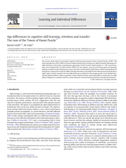 Age differences in cognitive skill learning, retention and transfer: The