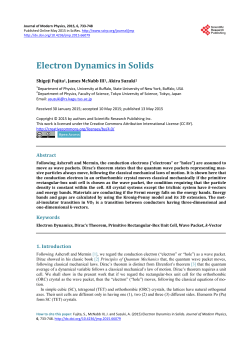 Electron Dynamics in Solids - Scientific Research Publishing