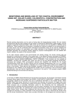 MONITORING AND MODELLING OF THE COASTAL