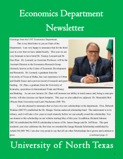 Economics Department Newsletter University of North Texas