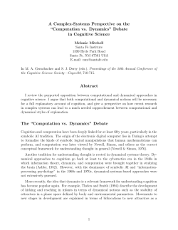 A Complex-Systems Perspective on the &ldquo;Computation vs. Dynamics