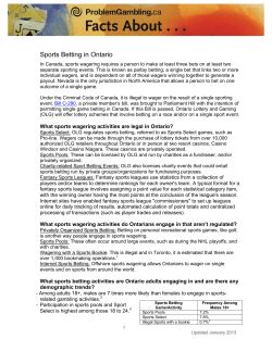 Sports Betting in Ontario - Problem Gambling Institute of Ontario