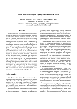 Team-based Message Logging: Preliminary Results