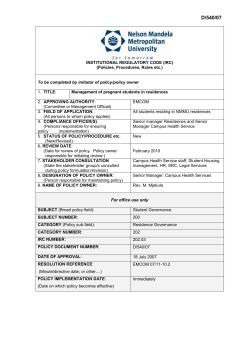 Management of pregnant students in residences