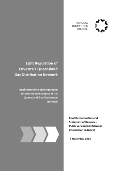 Application for light regulation of Envestra`s Queensland Gas