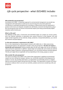 Life cycle perspective - what ISO 14001 includes