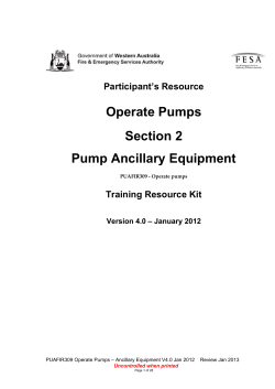 Operate Pumps Section 2 Pump Ancillary Equipment