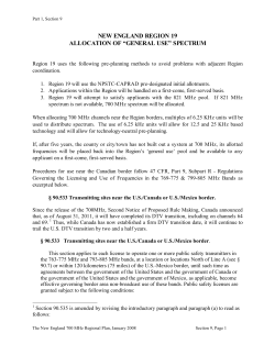 new england region 19 allocation of &ldquo;general use&rdquo; spectrum