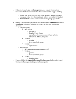 Define the terms heme and hemeprotein, and explain the structural