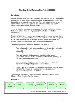 First Step Social Marketing Pilot Project 2010-2012