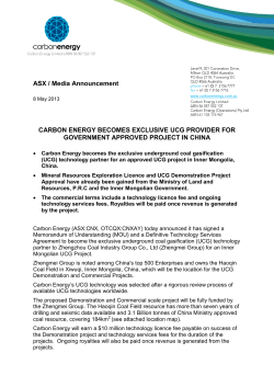 ASX / Media Announcement CARBON ENERGY BECOMES
