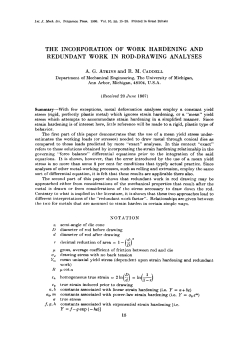THE INCORPORATION OF WORK HARDENING AND