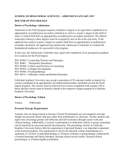 SCHOOL OF BEHAVIORAL SCIENCES &ndash; ADDENDUM JANUARY