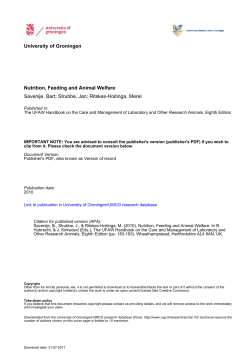 University of Groningen Nutrition, Feeding and Animal Welfare
