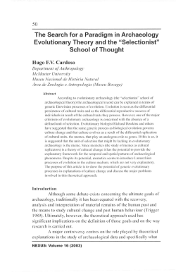 The Search for a Paradigm in Archaeology Evolutionary Theory and