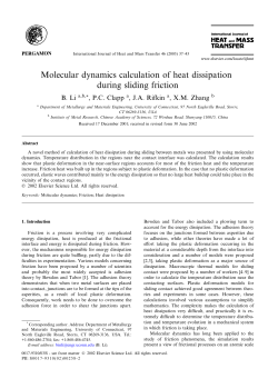 Molecular dynamics calculation of heat dissipation during sliding