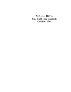SEG-D, Rev 3.1 - Society of Exploration Geophysicists