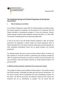 The Integrated Energy and Climate Programme of the German