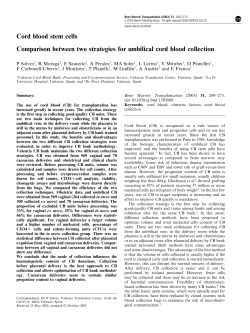 Cord blood stem cells Comparison between two strategies
