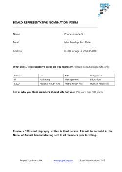 Call for Nominations for Propelarts Board Positions