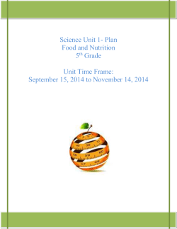 Science Unit 1 Food and Nutrition Grade 5 Marking Period 1