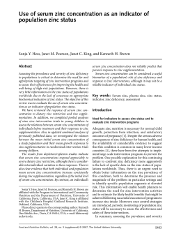 Use of Serum Zinc Concentration as an Indicator of