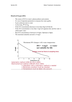 Dissolved Oxygen (DO): - The source of D.O in water is