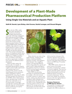 Development of a Plant-Made Pharmaceutical Production Platform