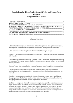 Regulations for First-Cycle, Second-Cycle, and Long