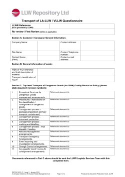 Part A: Customer / Consignor General Information: