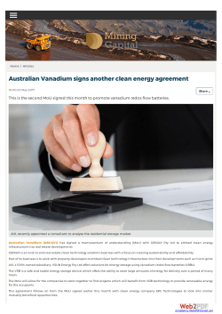 Mining Capital &ndash; Australian Vanadium signs another clean energy