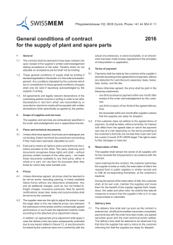 General conditions of contract for the supply of plant and spare parts