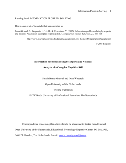 Information Problem Solving: Analysis of a Complex Cognitive Skill