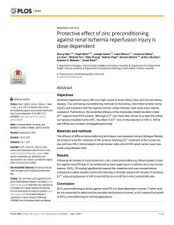 Protective effect of zinc preconditioning against renal