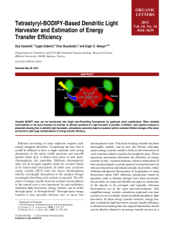 Tetrastyryl-BODIPY-Based Dendritic Light Harvester and Estimation