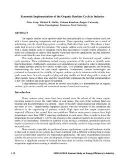 Economic Implementation of the Organic Rankine Cycle