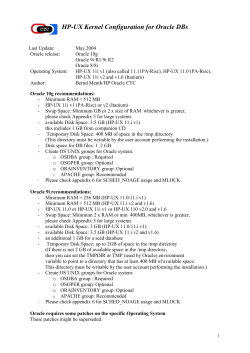 Kernel Configuration HP-UX for Oracle DB