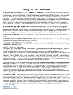 Primary Care Clinic Consent Form