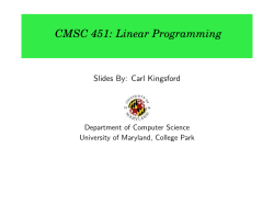 CMSC 451: Linear Programming