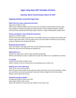 Sugar Camp Days 2017 Schedule of Events